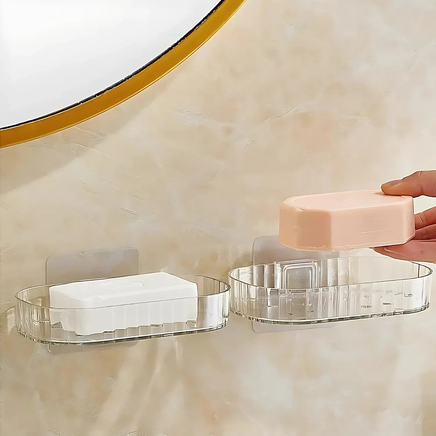 Self Adhesive Transparent Wall Mounted Soap Dish Holder (2 Pc) - Zidbik