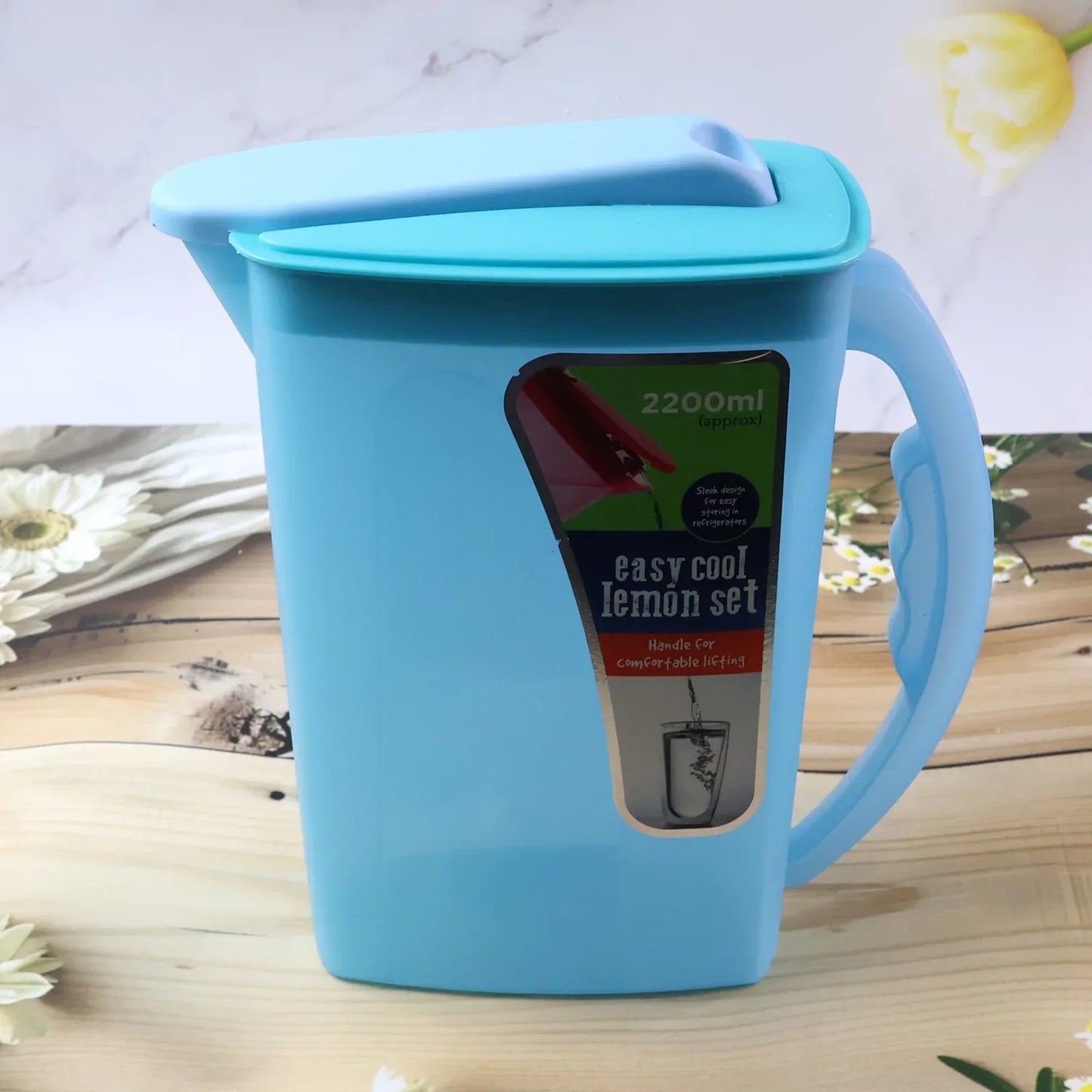 Easy Cool Lemon Set Water Jug With Lid Handle (Approx. 2200 Ml) - Zidbik
