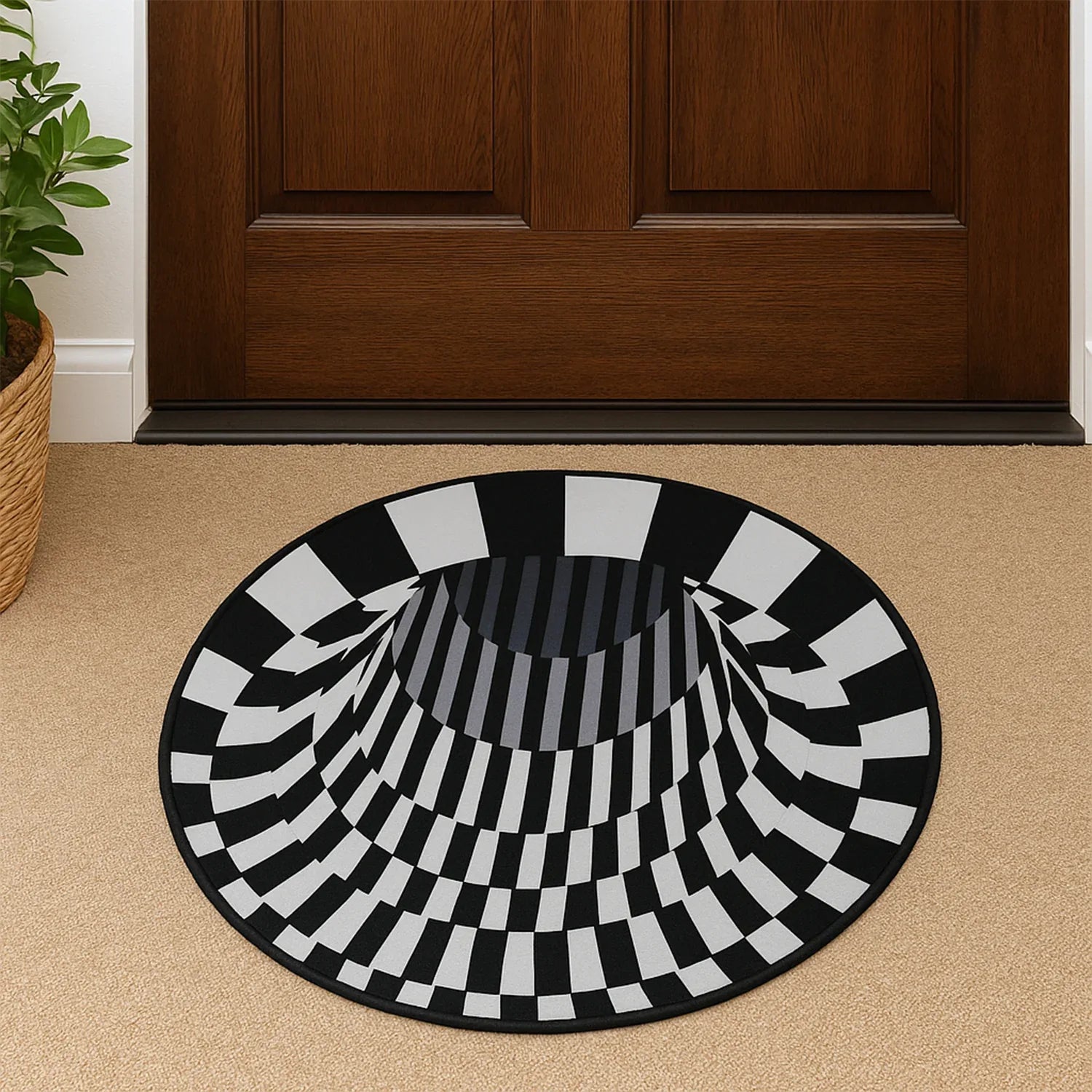 3d Space Round Carpet Floor Mat Non-woven Doormat (60 Cm) - Zidbik