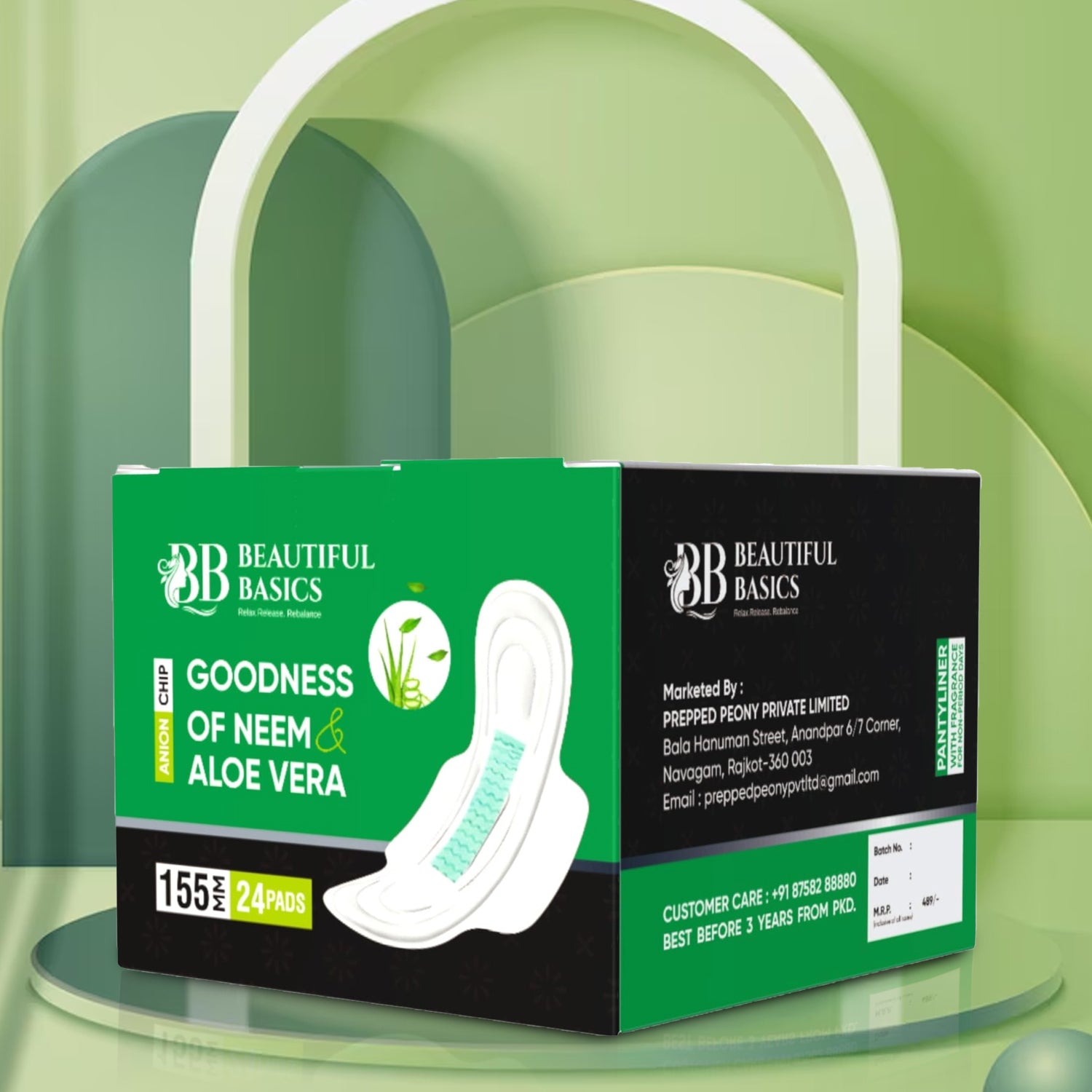 0984 Sanitary Pads For Women With Goodness Of Neem  Aloe Vera  Ultra Thin  Leakage Protection  Ph Balance  With Antibacterial Anion Chip  (155 Mm  24 Pads) - Zidbik