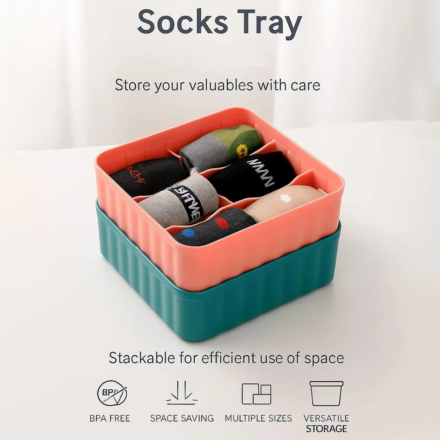 Square Organizer Box With 6 Compartments (Set Of 2) - Zidbik