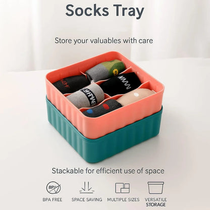 Square Organizer Box With 6 Compartments (Set Of 2) - Zidbik