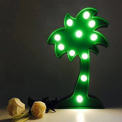 Led Night Light Coconut Tree Light Romantic Table Lamp (1 Pc Battery Not Included) - Zidbik