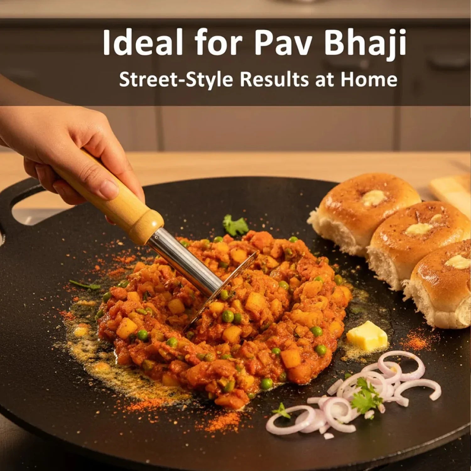 Manual Stainless Steel Whisk And Pav Bhaji Potato Masher Combo Set (2 Pc Set) - Zidbik