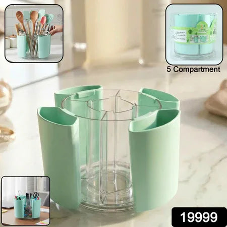 Multipurpose 5 Compartment Rotating Pen Holder (1 Pc) - Zidbik