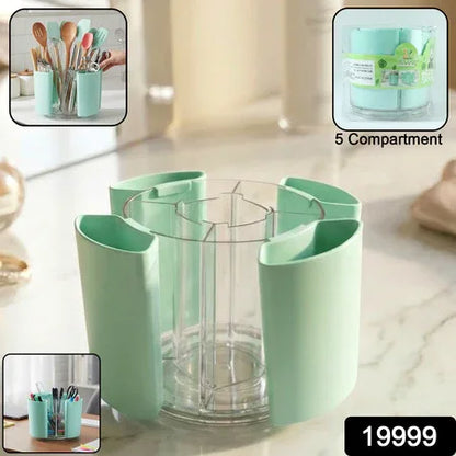 Multipurpose 5 Compartment Rotating Pen Holder (1 Pc) - Zidbik