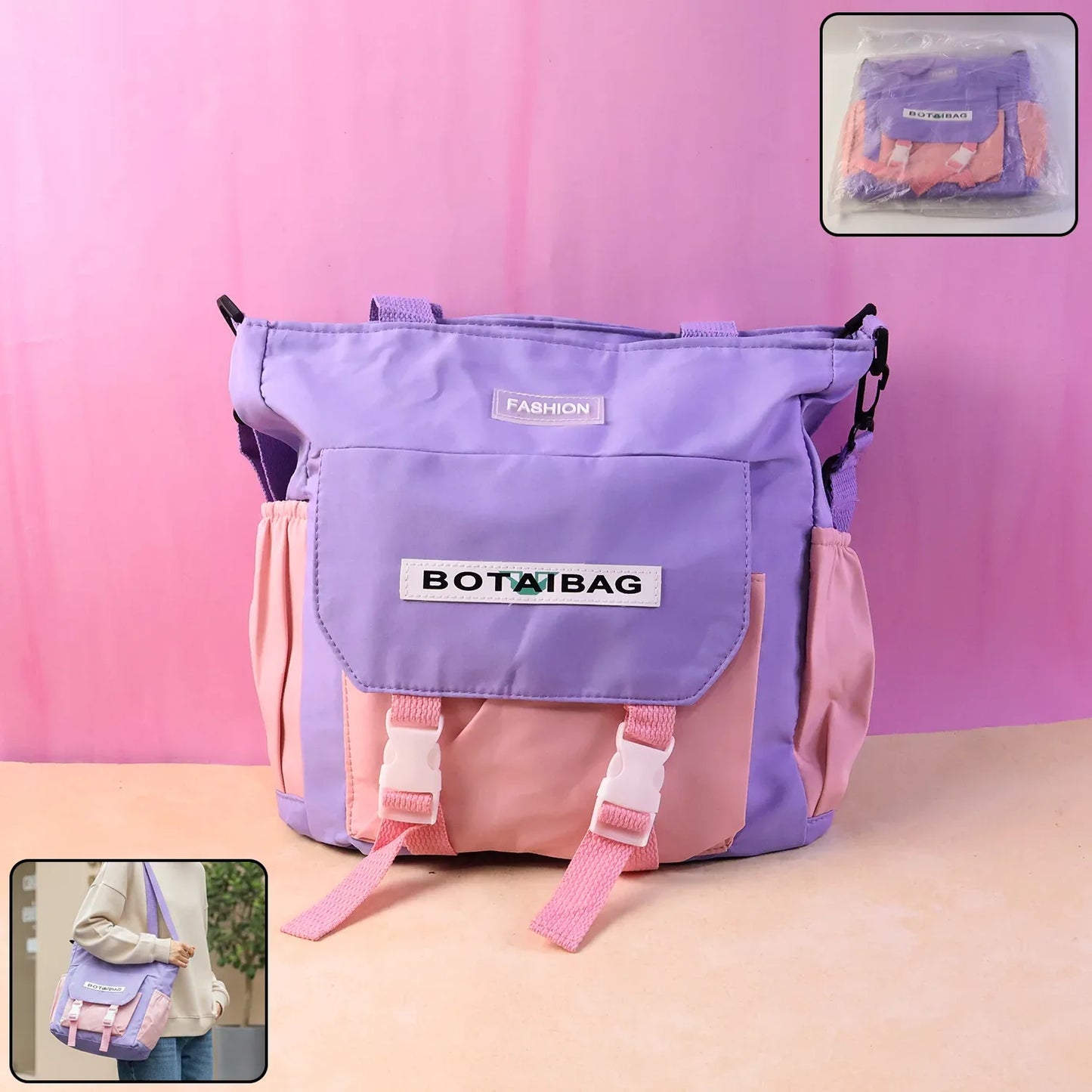 Trendy Multi-pocket Shoulder Tote Sling Bag (1 Pc) - Zidbik