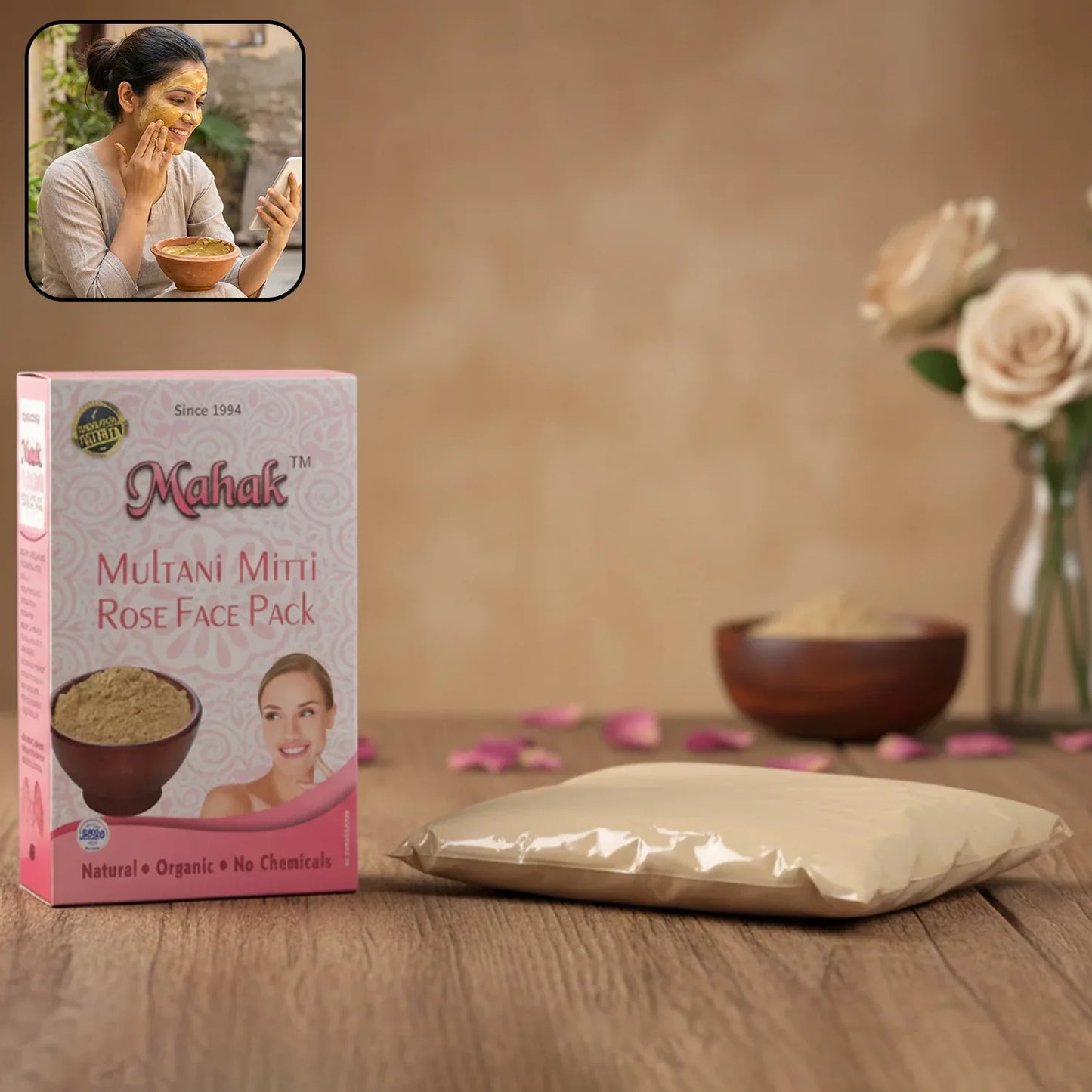 Herbal Multani Mitti Rose Based Face Pack 80 Gm - Zidbik