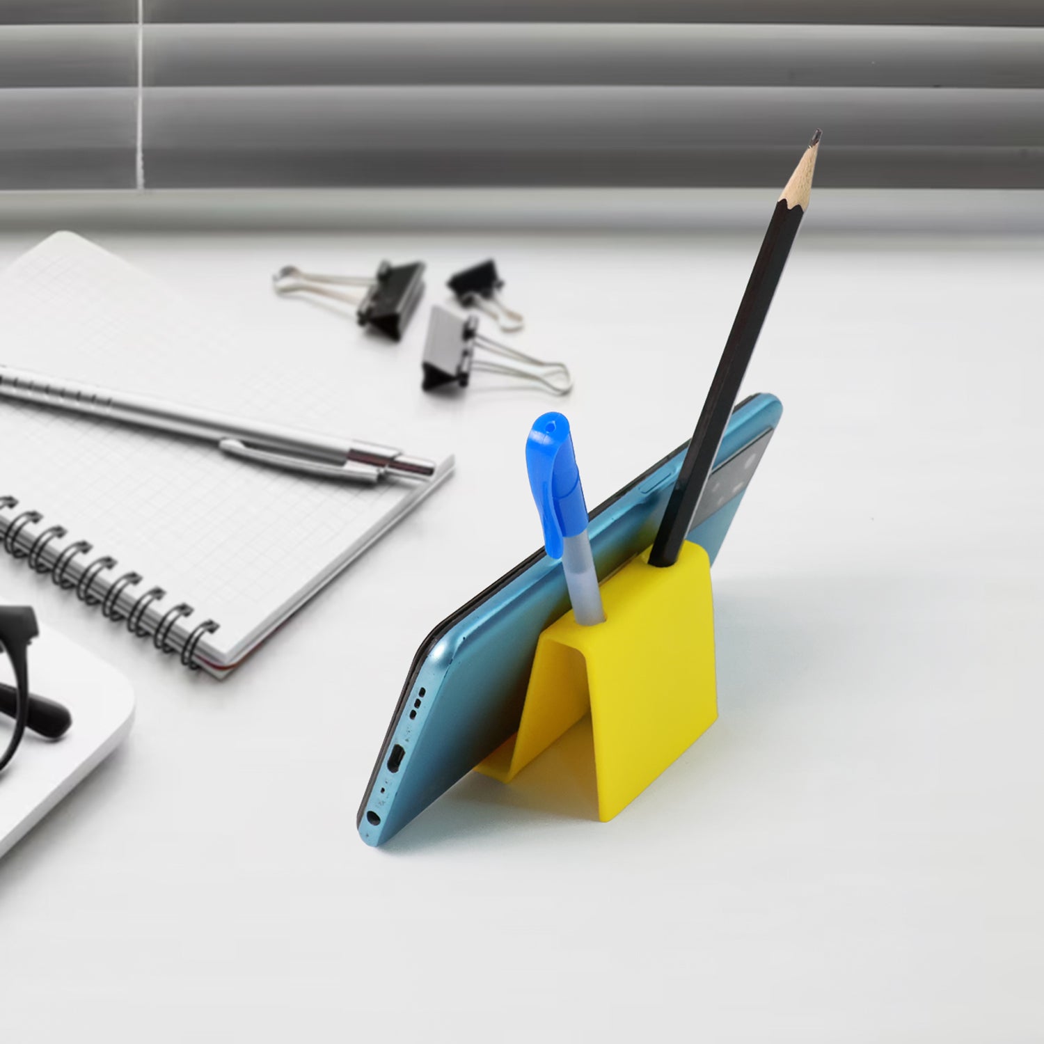 Multifunctional Plastic Mobile Phone Stand  Pen Holder (1 Pc  Mix Color) - Zidbik