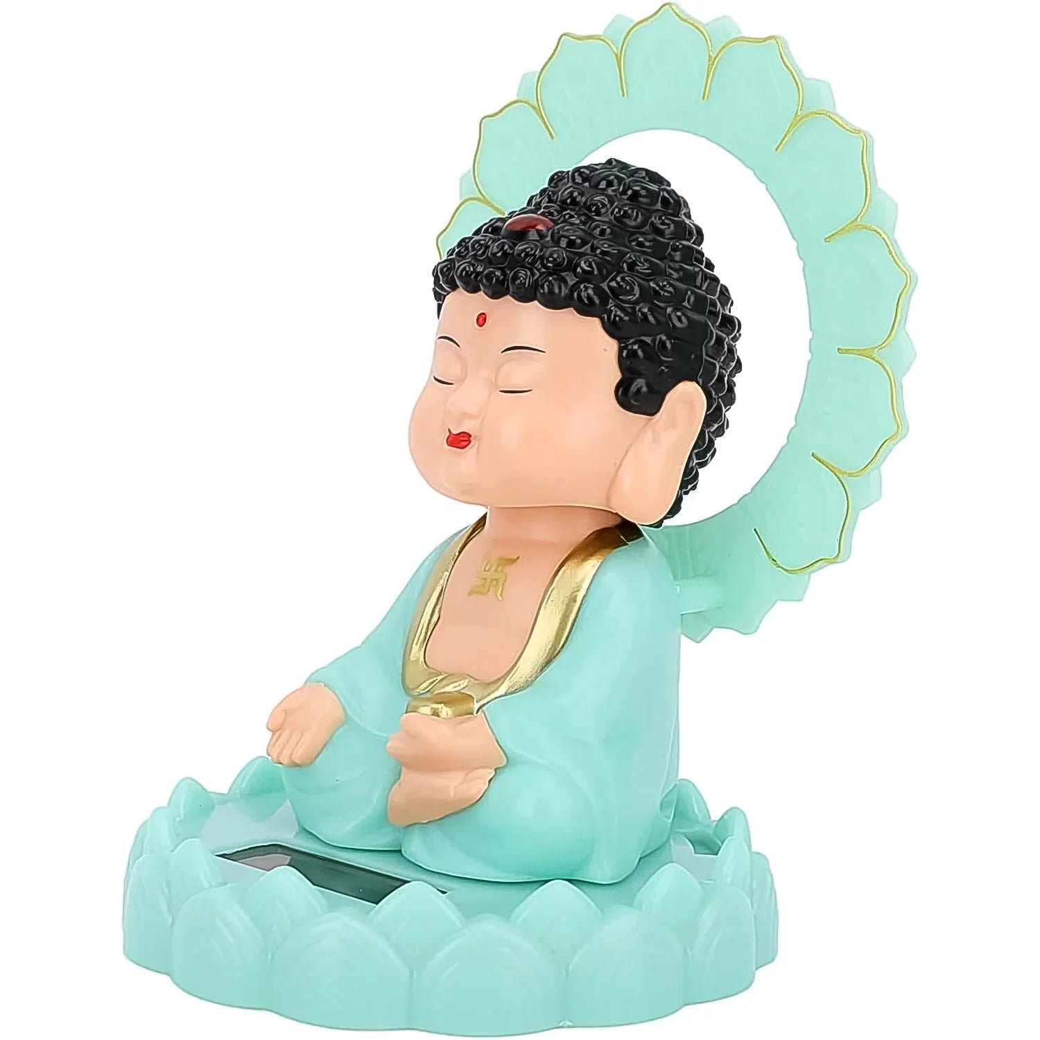 Plastic Solar Powered Moving Head Sitting Action Buddha Statue (1 Pc) - Zidbik