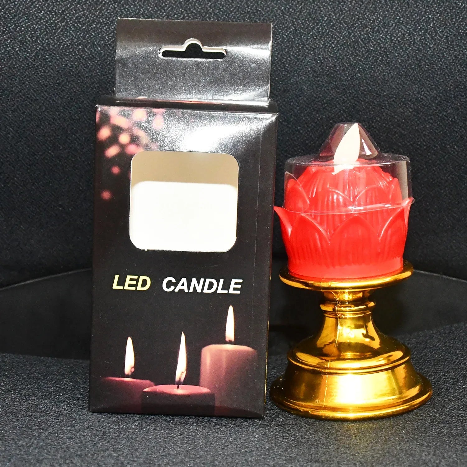 Premium Lotus Shaped Led Flameless Candle With Decorative Holder (1 Pc) - Zidbik