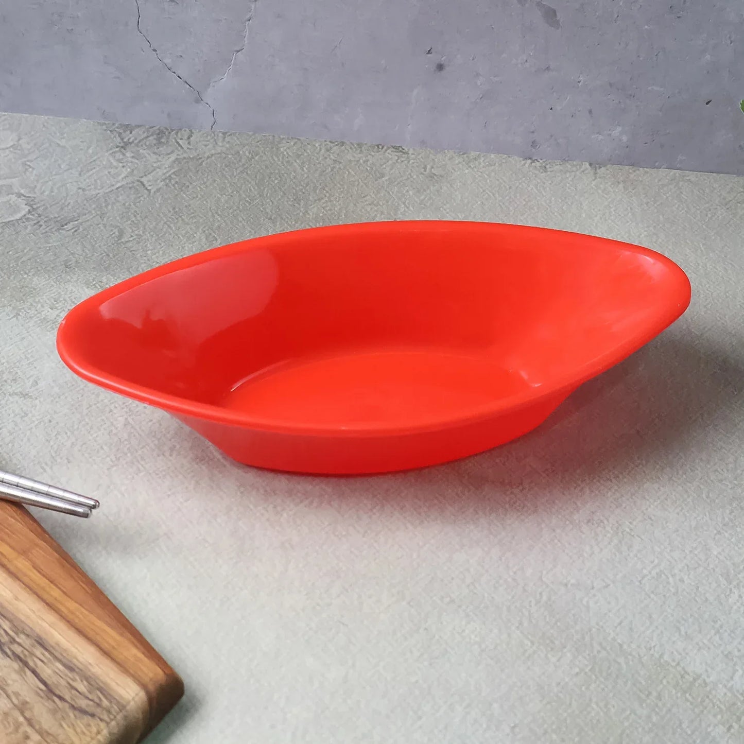 Plastic Marin Serving Bowl Elegant Oval Deep Bowl (1 Pc Red) - Zidbik