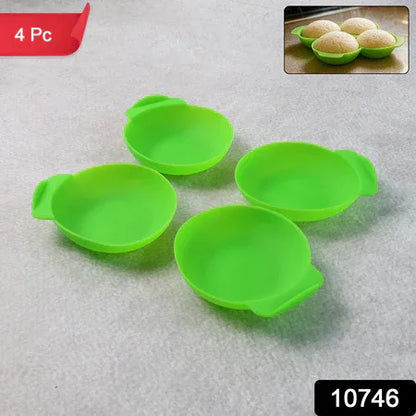 Idli Maker Cups (4 Pcs) Food-grade Silicone Non-stick Idli Dhokla Egg Poacher Moulds - Zidbik