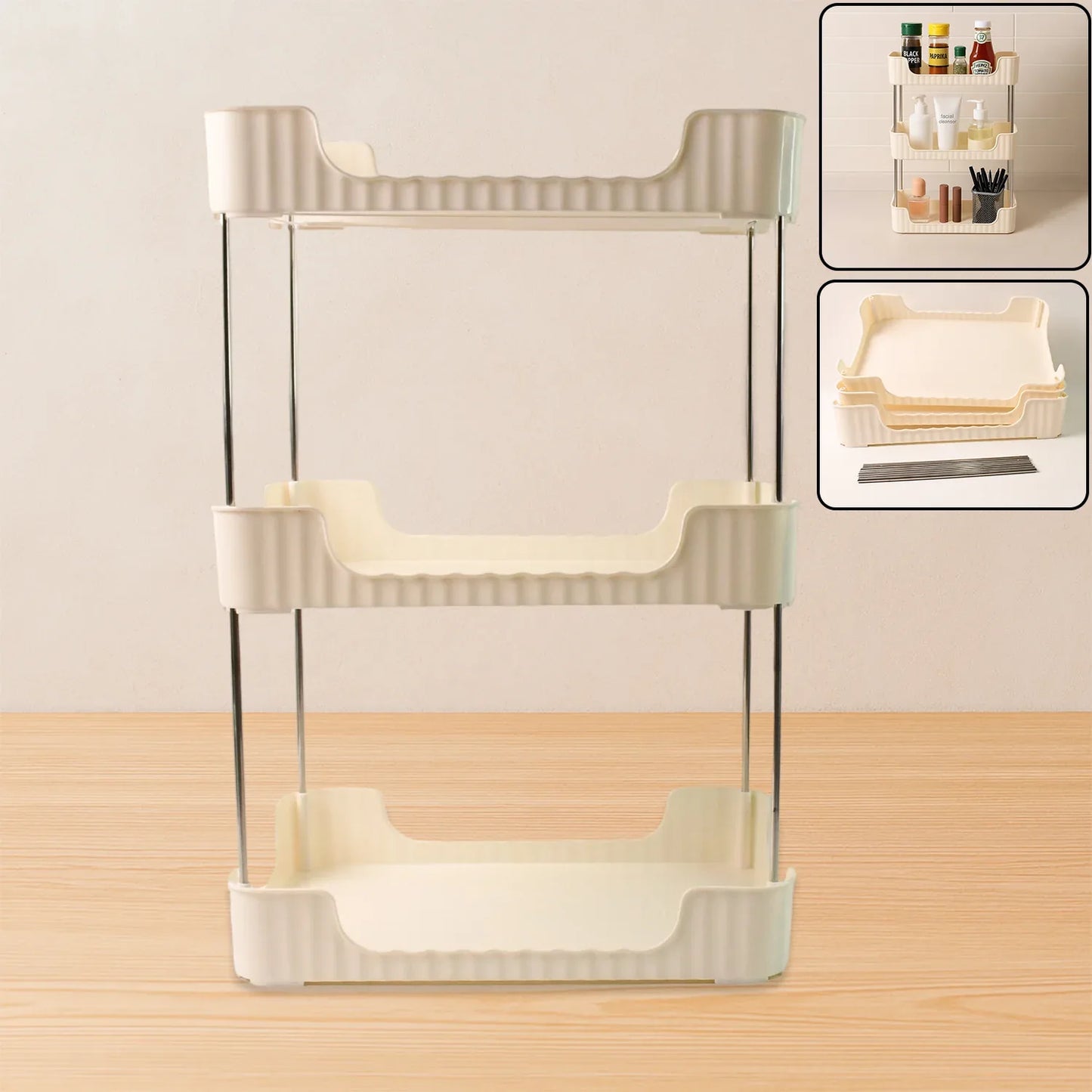 3-tier Multipurpose Storage Organizer Rack Shelf (1 Set) - Zidbik