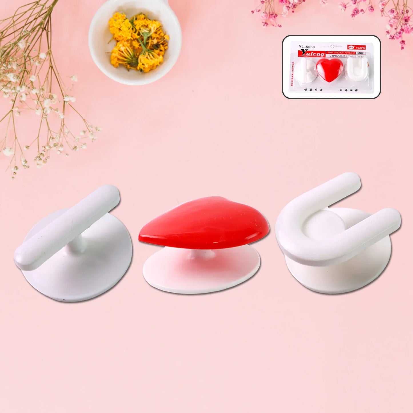 Adhesive Wall Hook Set For Kitchen Bathroom Home (3pc) - Zidbik