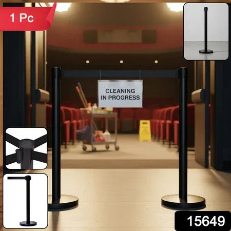 Heavy Duty Retractable Belt Crowd Control Pole With Sturdy Base 1 Pc - Zidbik