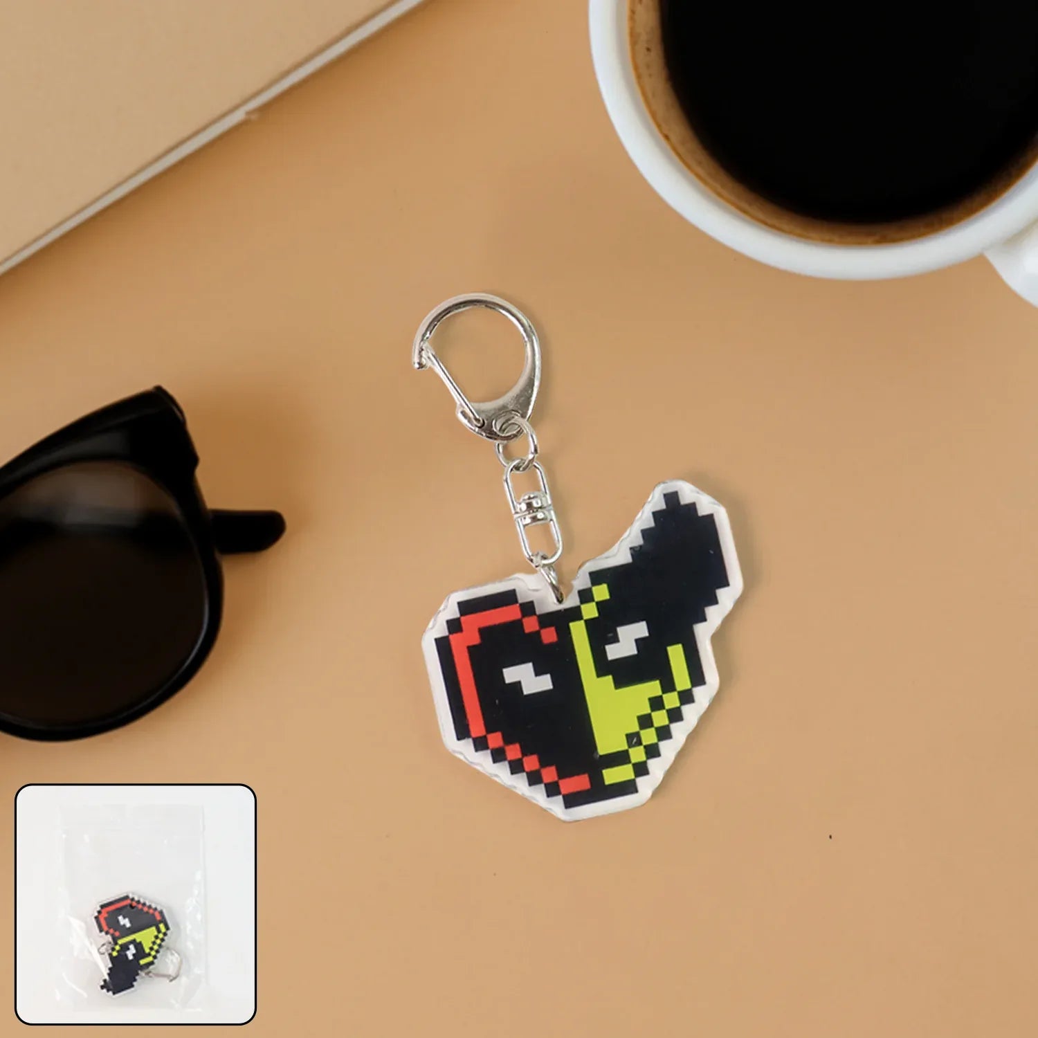 Pixel Style Acrylic Cartoon Keychain With Funky Design (1 Pc) - Zidbik
