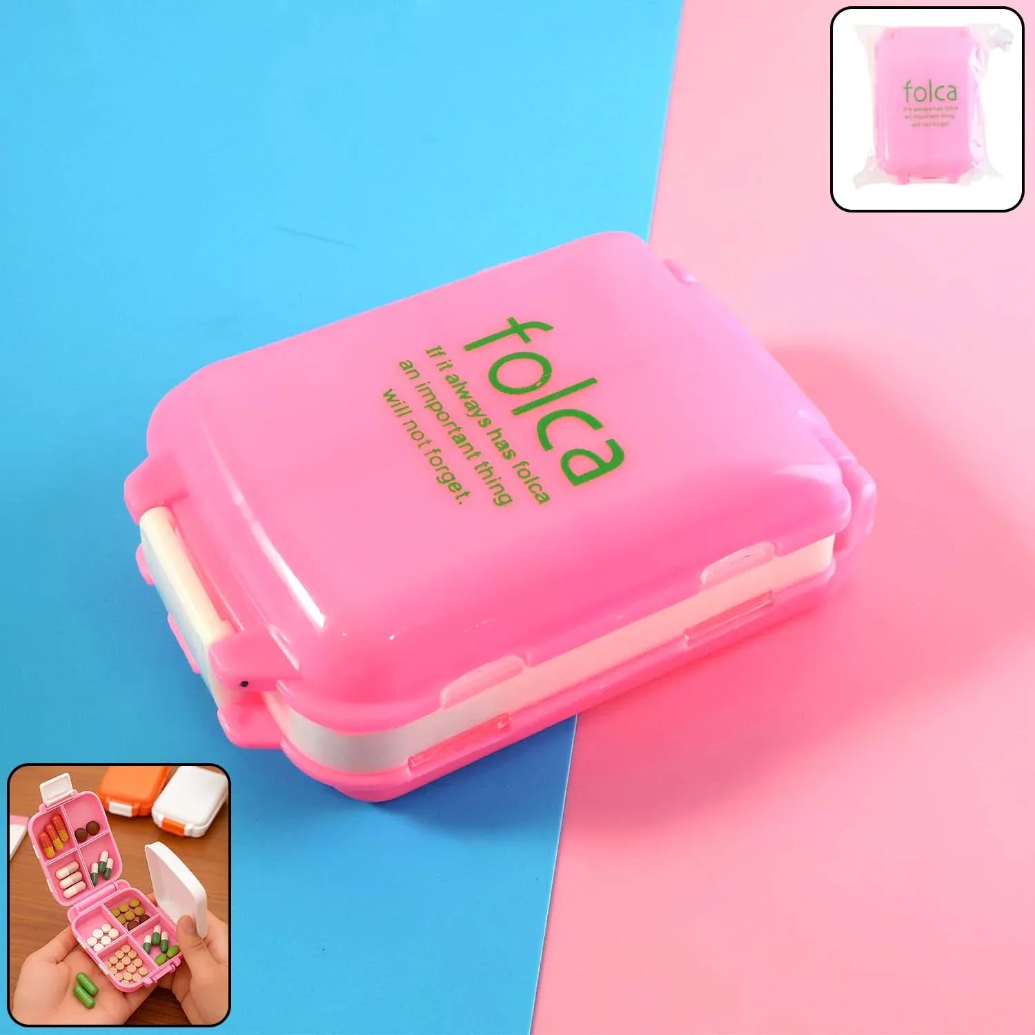 Portable Pink Dual-sided Pill Organizer Box (1 Pc) - Zidbik