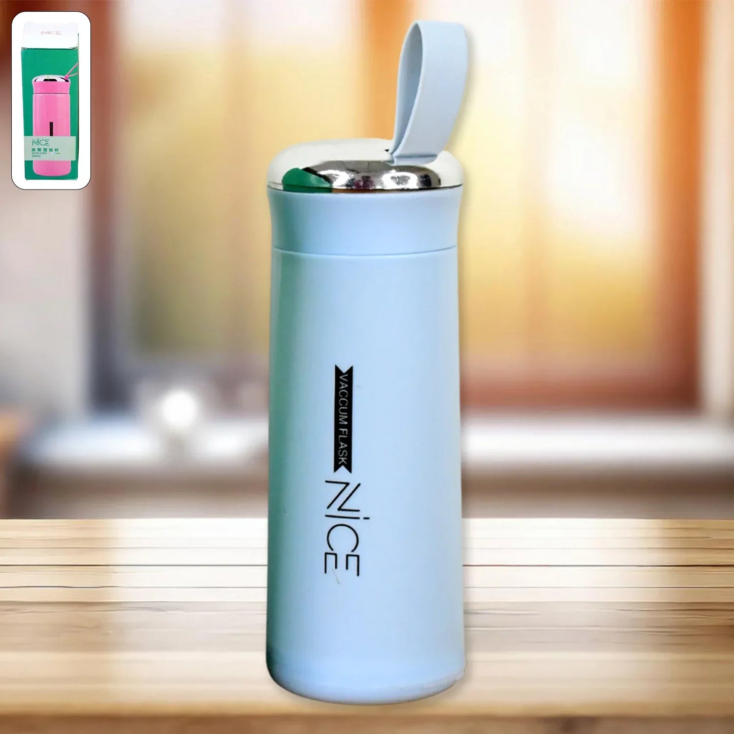 Water Bottle 400ml Leak Proof Glass Water Bottle With Daily Water Intake For Gym And Children Nice Bottle (1 Pc  Light Blue Color) - Zidbik