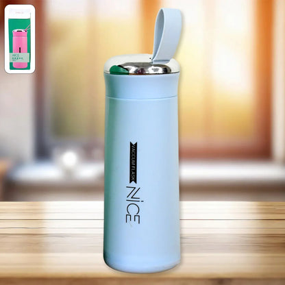 Water Bottle 400ml Leak Proof Glass Water Bottle With Daily Water Intake For Gym And Children Nice Bottle (1 Pc  Light Blue Color) - Zidbik