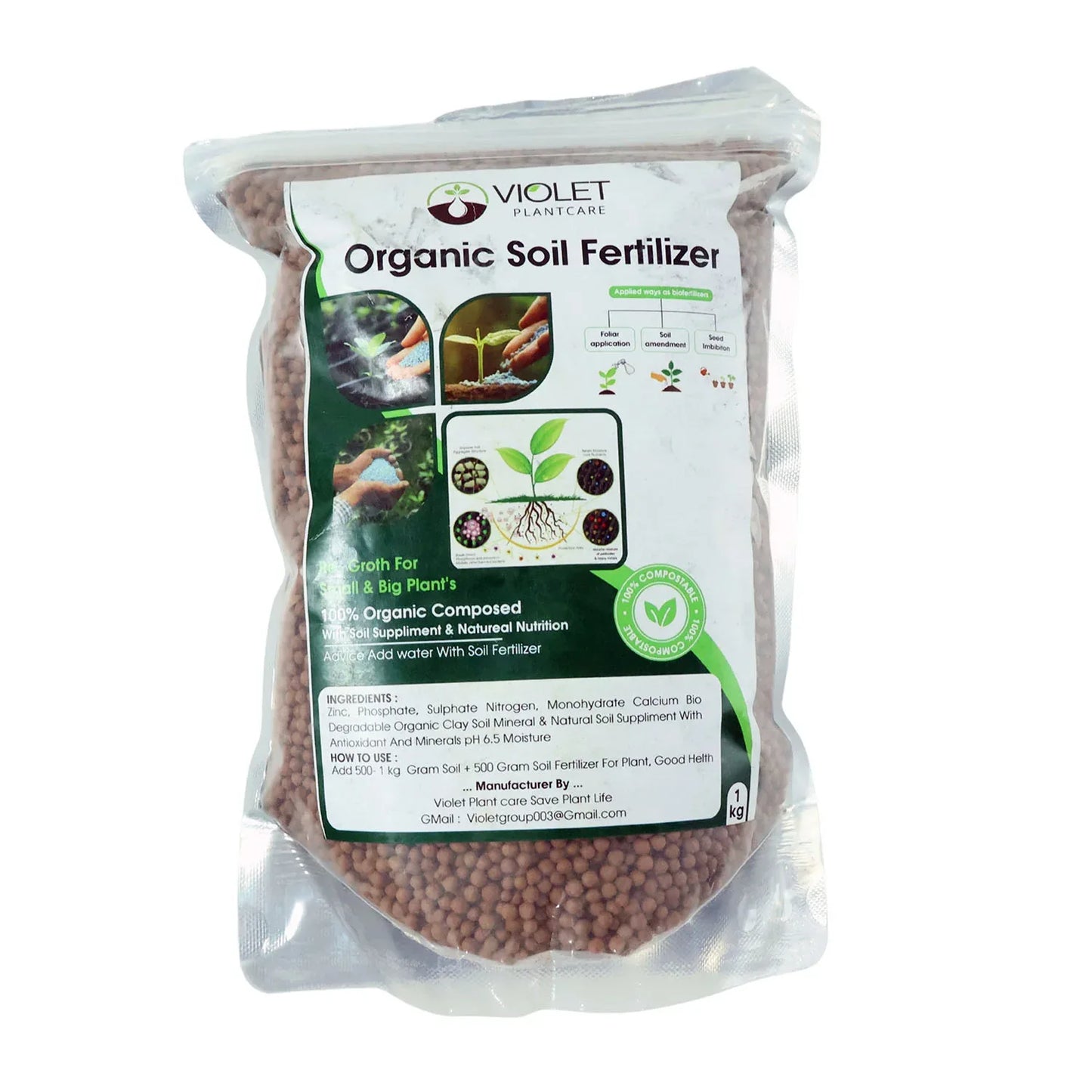 Red Organic Soil Fertilizer Granules (1 Kg Pack) - Zidbik