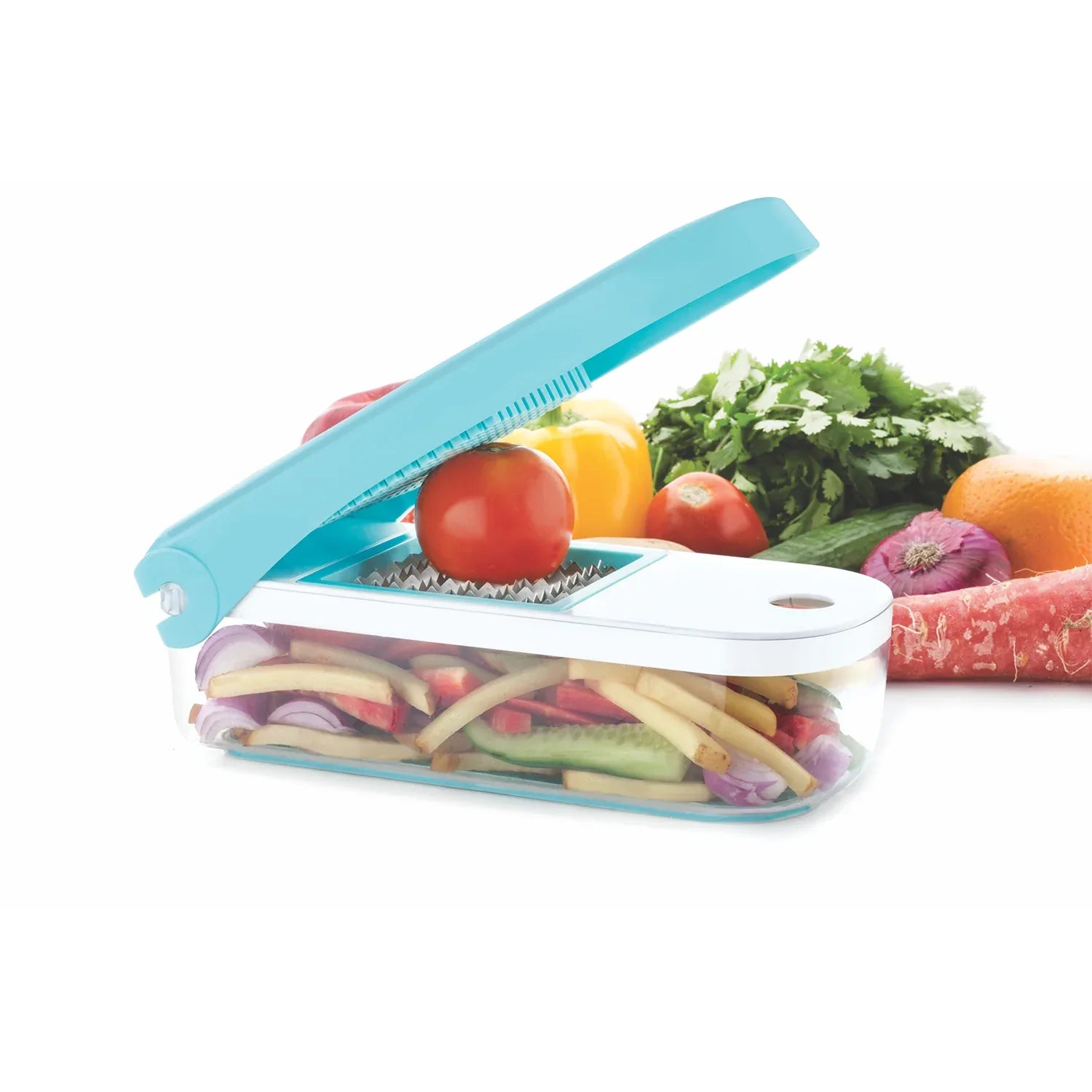 8108 Ganesh 7 In 1 Plastic Vegetable Dicer Blue - Zidbik