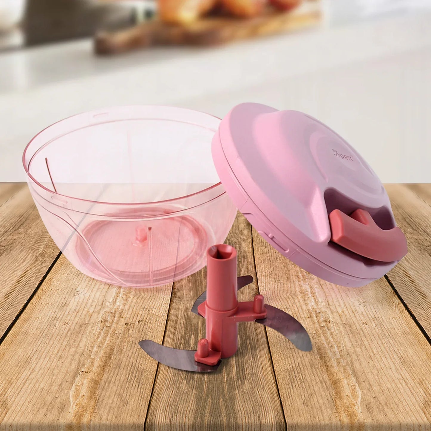 Apex Power-x Triple Stainless Steel Blades And Hand-pull Vegetable Chopper (500ml) - Zidbik
