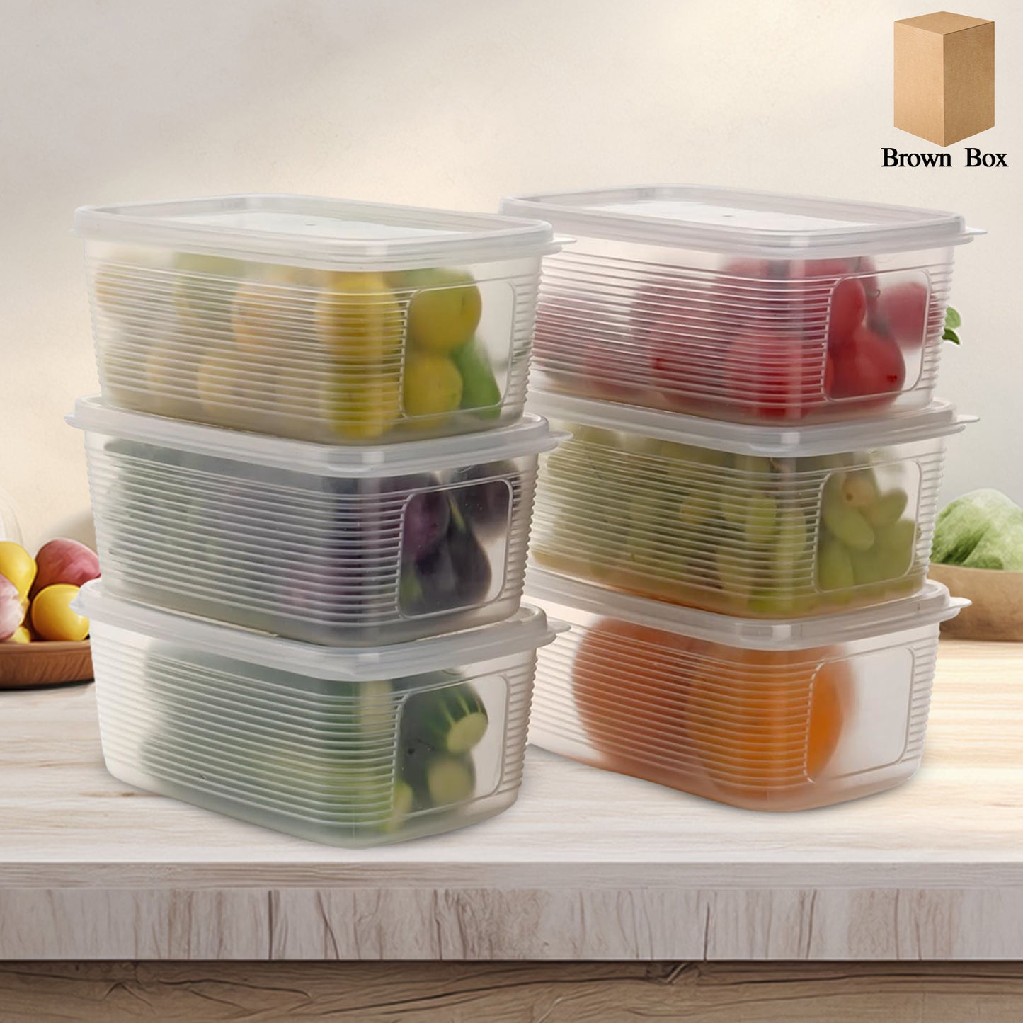 6 Pcs Multipurpose Plastic Food Storage Container Set - Zidbik