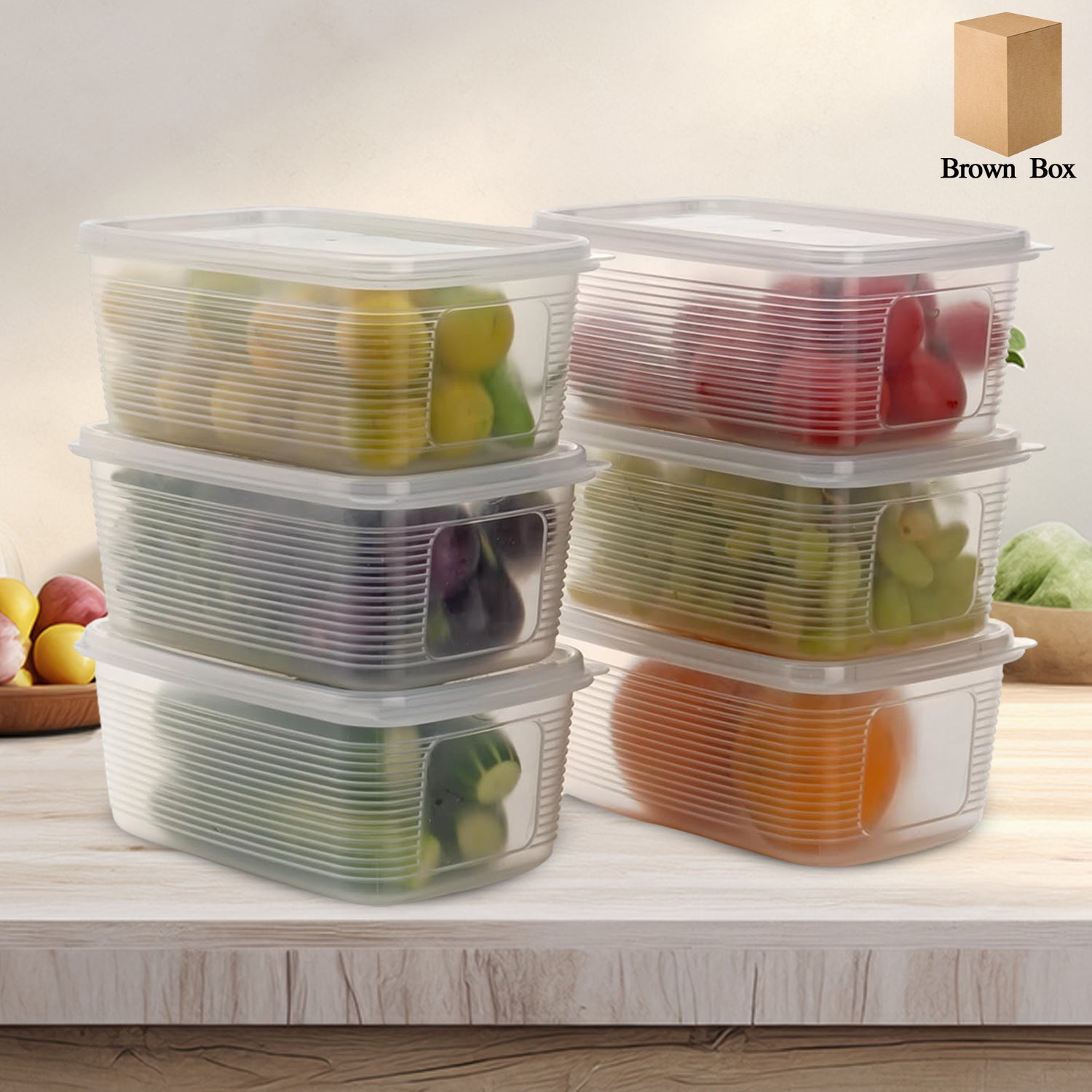 6 Pcs Multipurpose Plastic Food Storage Container Set - Zidbik