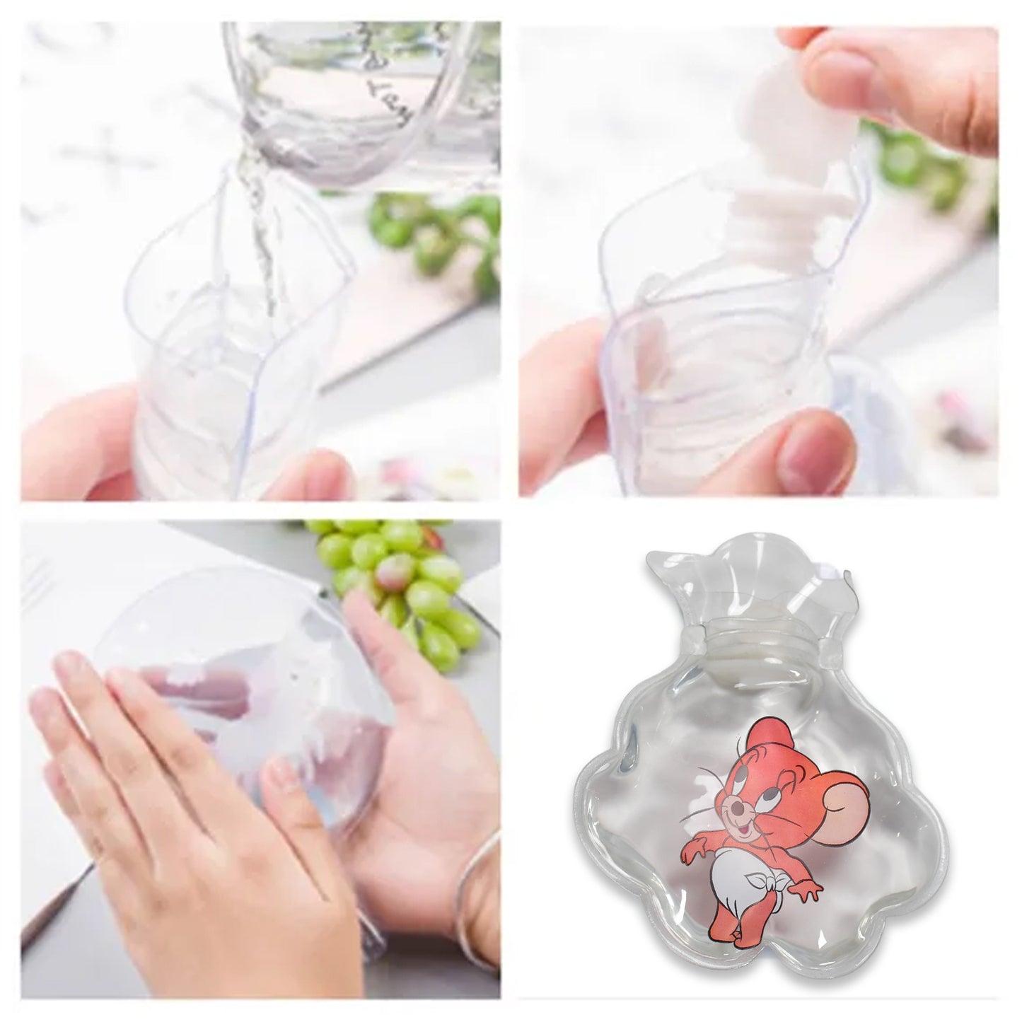 6542 Mix Transparent Multi Design Small Hot Water Bag With Cover For Pain Relief Neck Shoulder Pain And Hand Feet Warmer Menstrual Cramps. - Zidbik