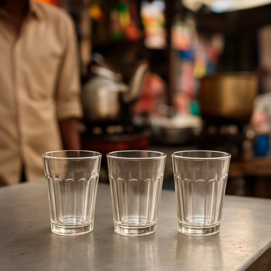 Supermom Plastic Chai Pyali Transparent Tea Glass Set (130ml  6 Pc) - Zidbik