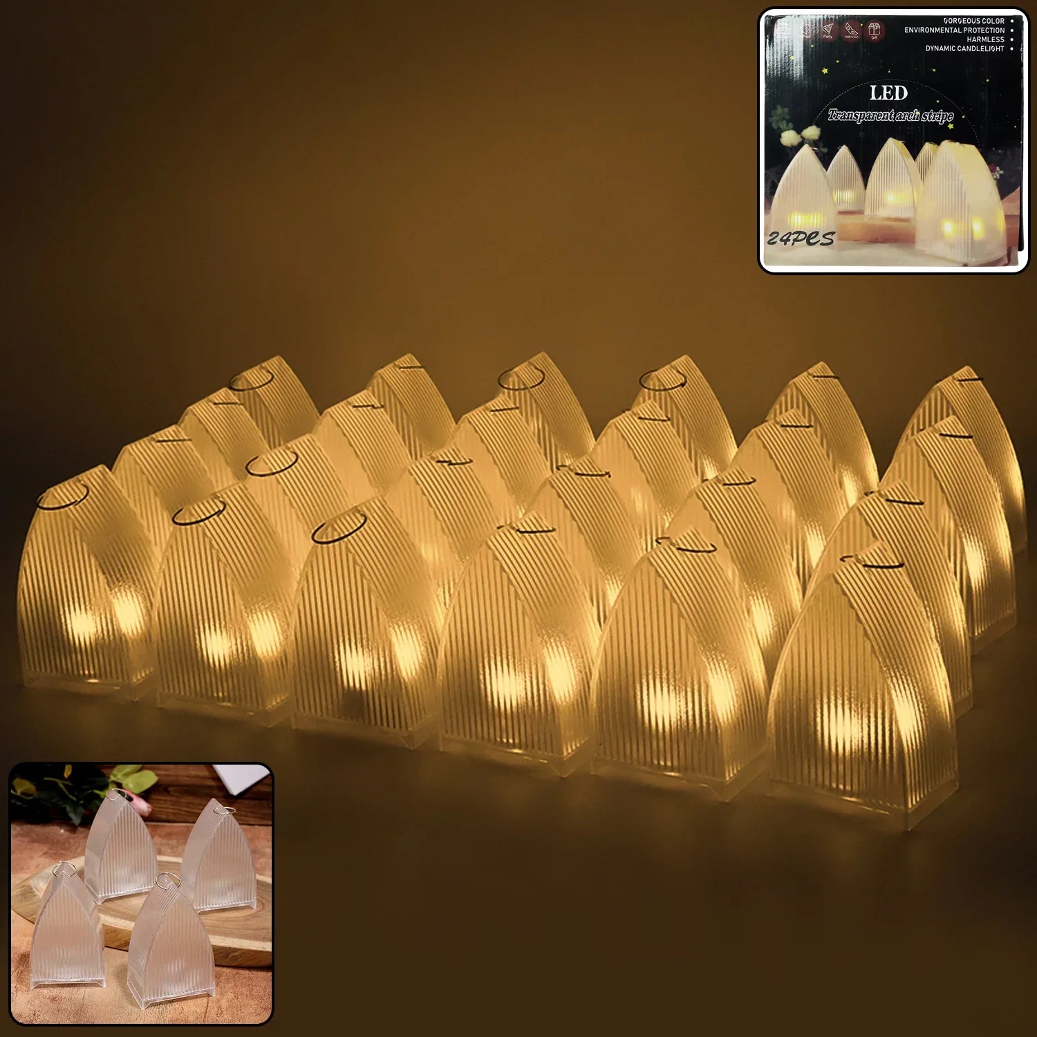 Transparent Decorative Led Candle Lights (24 Pc) - Zidbik
