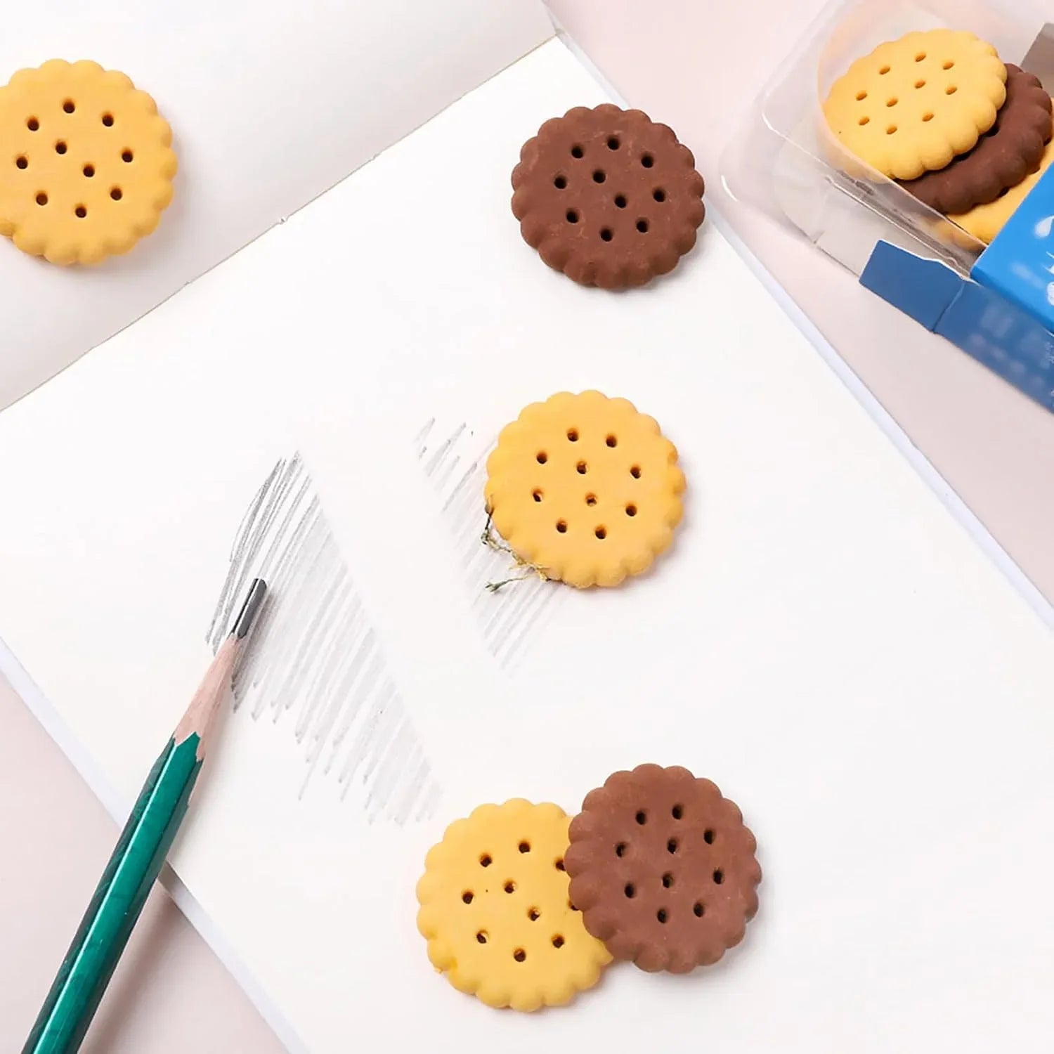 8833 Pack Of 6 Erasers Erasers Stationery School Rubber Schools Sketches Office Sign Kid Party Favour Gift Toy Gift Creative Christmas Birthday Gift In Shape Biscuits (6 Pcs Set) - Zidbik