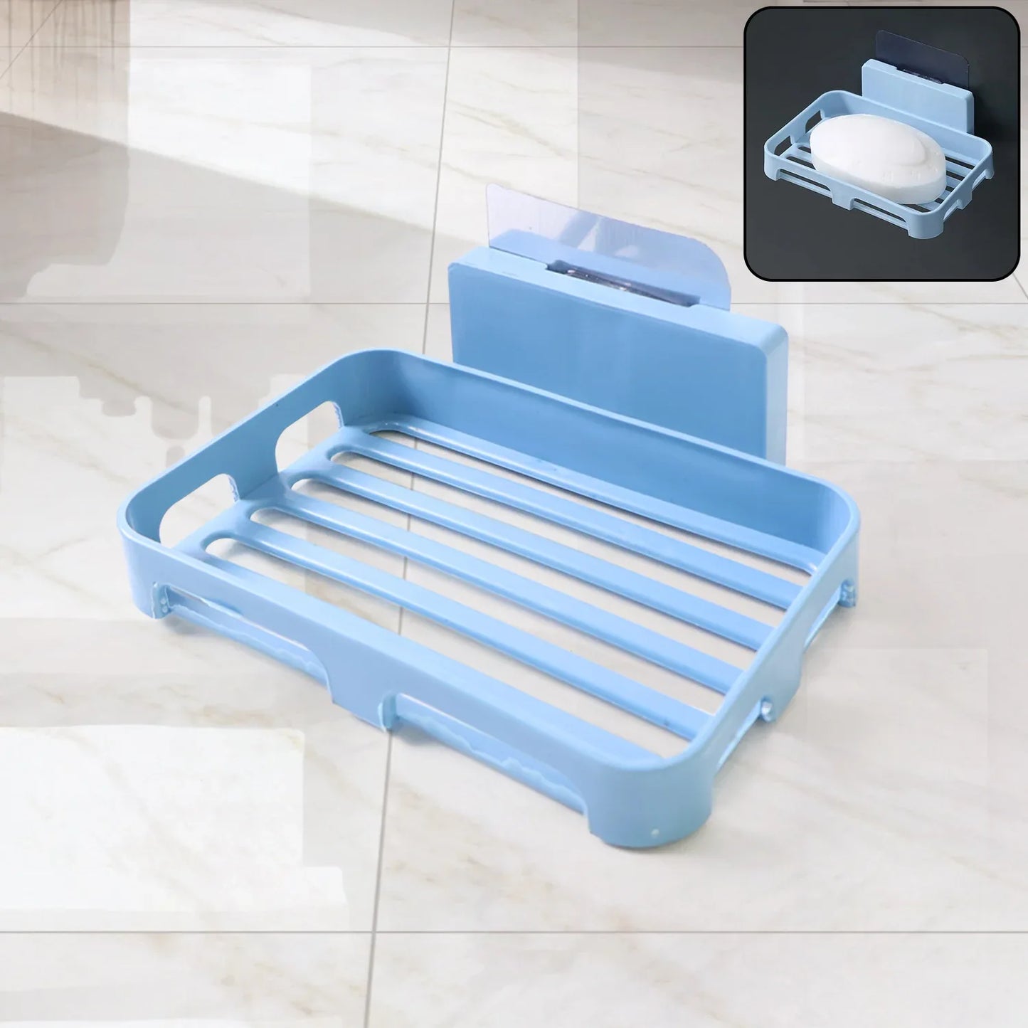 4194 Soap Dish Holder For Bathroom Shower Wall Mounted Self Adhesive Soap Holder Saver Tray-plastic Sponge Holder For Kitchen Storage Rack Soap Box (Plastic Box) - Zidbik