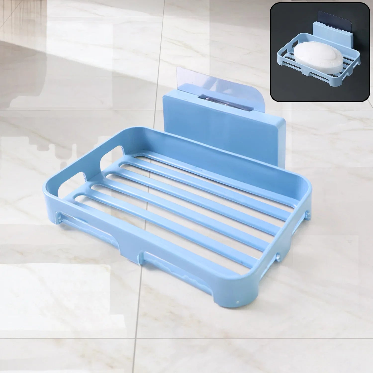 4194 Soap Dish Holder For Bathroom Shower Wall Mounted Self Adhesive Soap Holder Saver Tray-plastic Sponge Holder For Kitchen Storage Rack Soap Box (Plastic Box) - Zidbik
