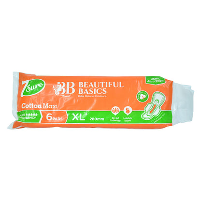 Beautiful Basics Orange Cotton Maxi Sanitary Pads Xl+ 280mm Pack Of 6 Pads - Zidbik