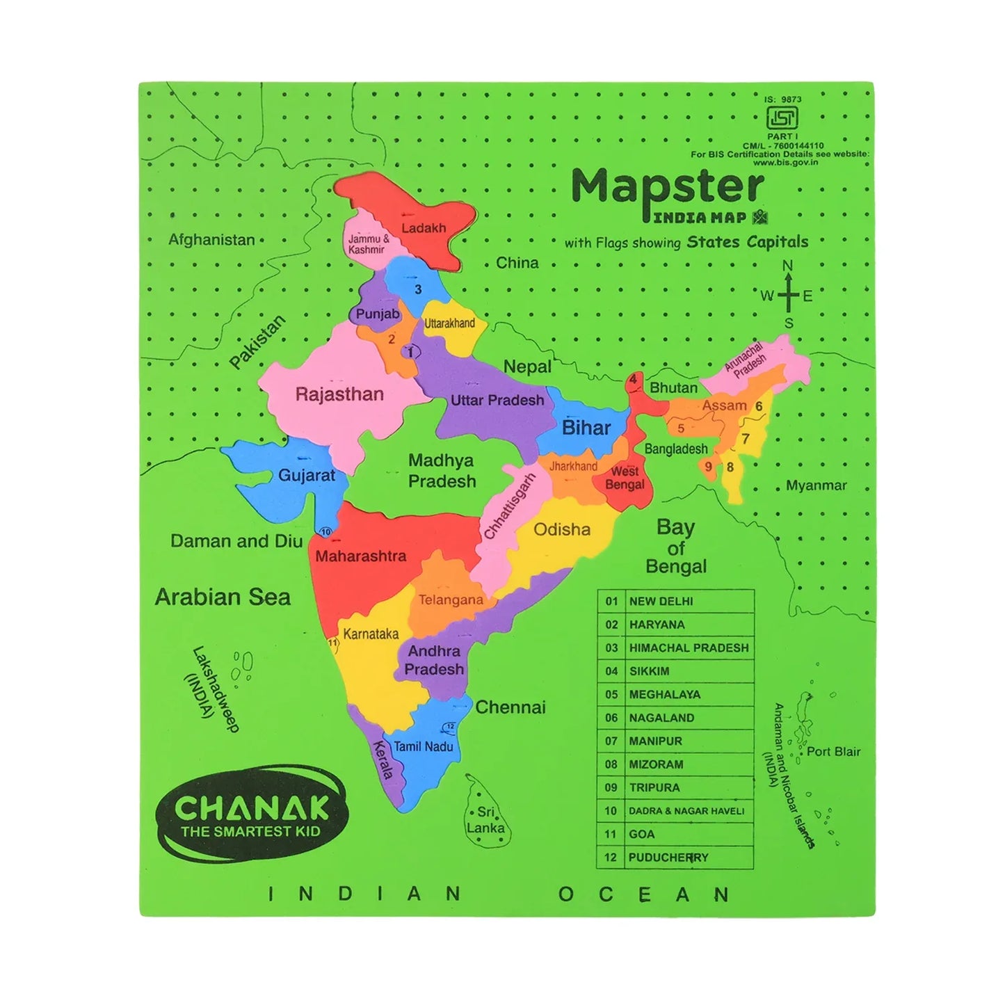 Aditi Mapster India Map Eva Foam Puzzle Set - Zidbik
