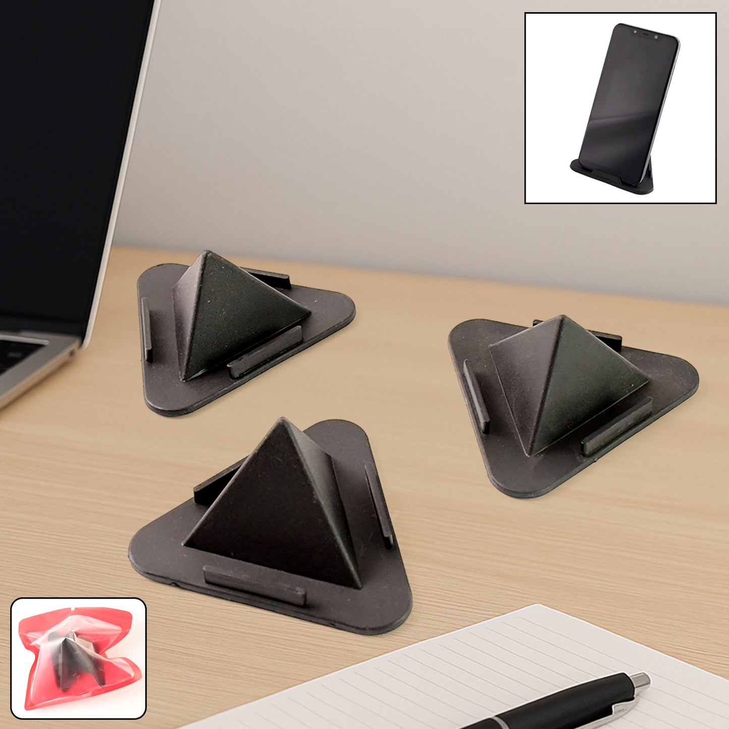 Pyramid Mobile Stand With 3 Different Inclined Angles (3 Pc Set) - Zidbik