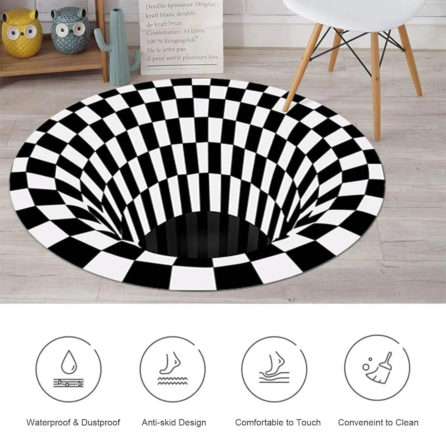 3d Space Round Carpet Floor Mat Non-woven Doormat (1 Pc 78 Cm) - Zidbik