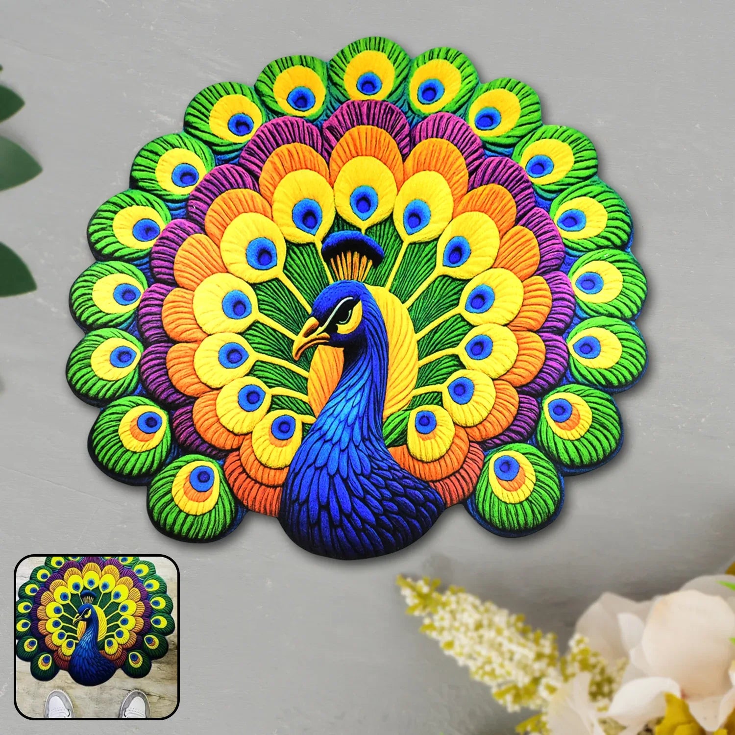 Peacock Design Anti-slip Floor Mat - (1 Pc) - Zidbik