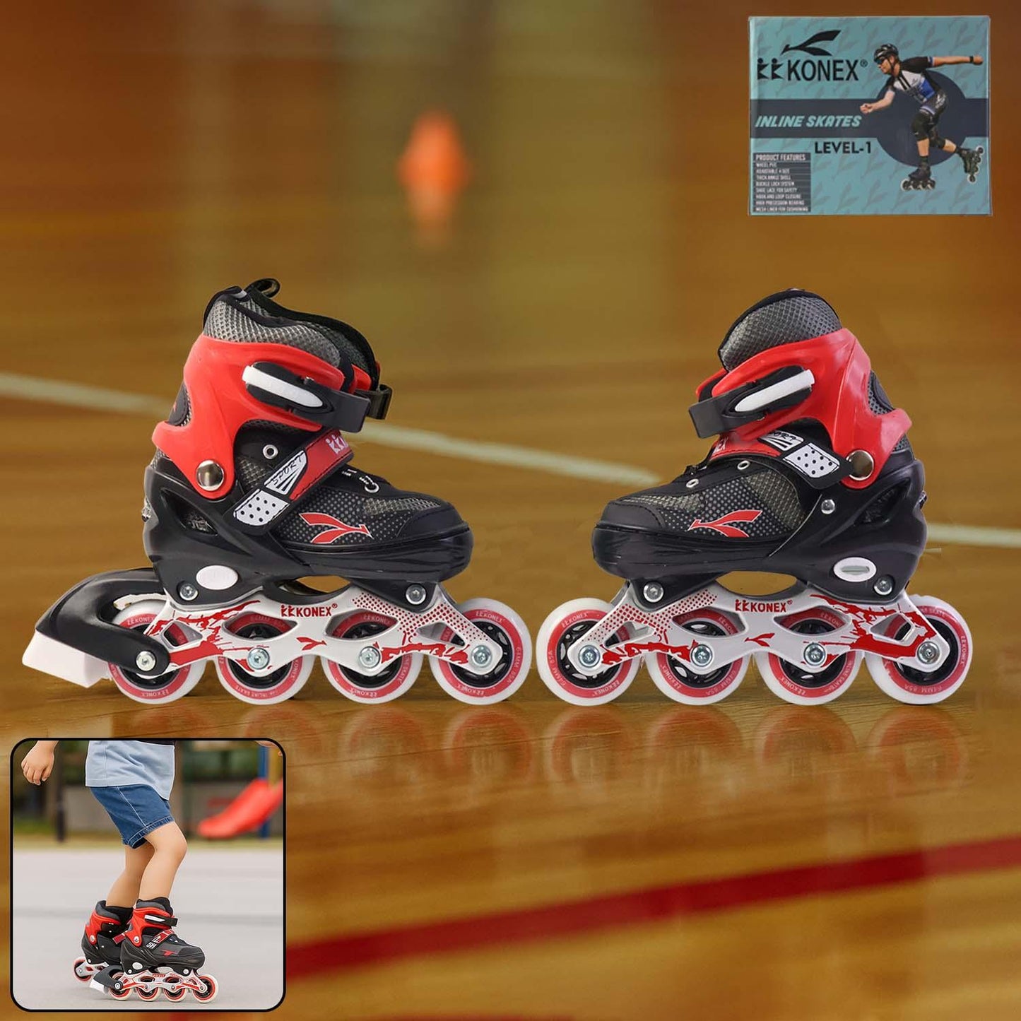 Professional Adjustable Inline Skates For Kids And Adults (Medium 1 Pair) - Zidbik