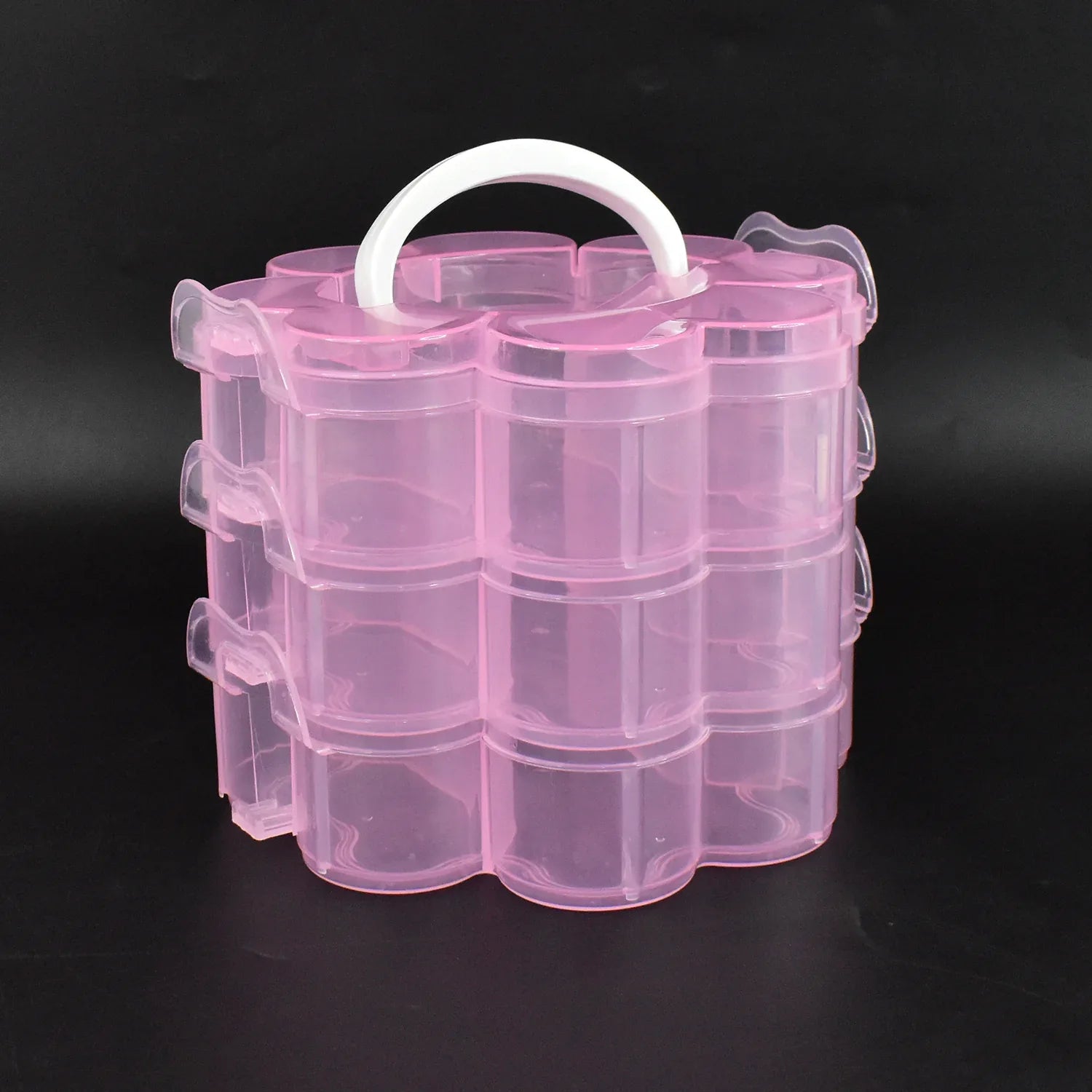 3-layer Transparent Plastic Flower-shaped Storage Box With 9 Grids - Zidbik