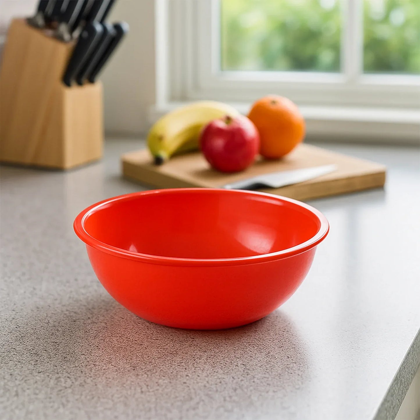 Plastic 6 Inch Red Round Deep Serving Bowl (1 Pc) - Zidbik