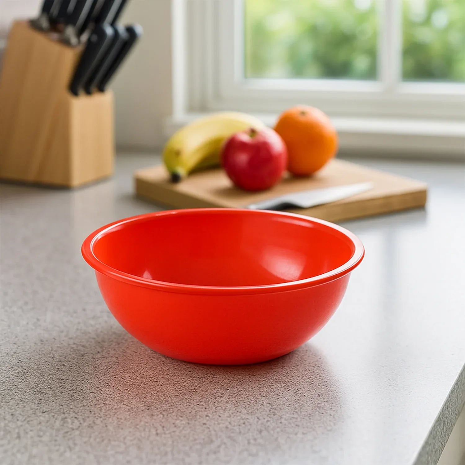 Plastic 6 Inch Red Round Deep Serving Bowl (1 Pc) - Zidbik