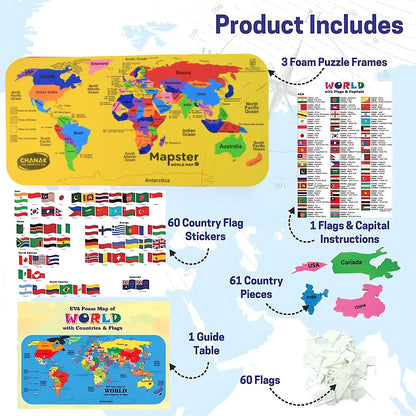 Aditi Mapster World Map Eva Foam Puzzle Set - Zidbik