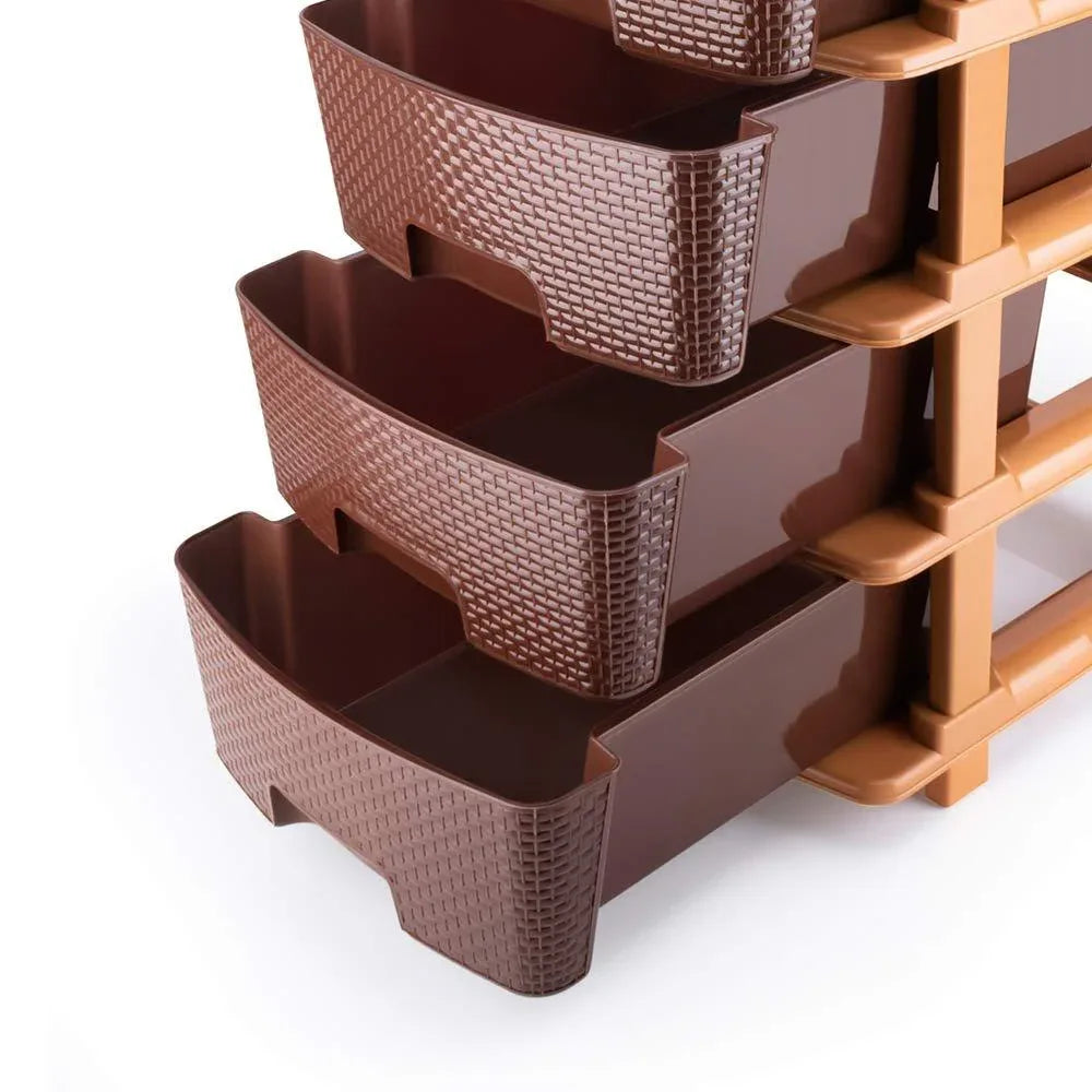 1151 5tier Plastic Modular Drawer System For Multiple Use (Brown Colour) - Zidbik