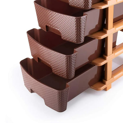 1151 5tier Plastic Modular Drawer System For Multiple Use (Brown Colour) - Zidbik