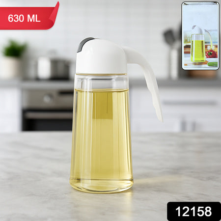 Kitchen Glass Oil Bottle Dispenser Automatic Opening Closing Home Bottles For Oil And Vinegar Honey Olive Oil Container (630ml) - Zidbik