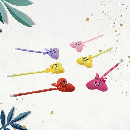4292 Cute Cartoon Shape Heart Design Facy Writting Pen Attached Rattle Ball Pen Smooth Writing For Wedding Events Multiuse Pen Best Pen L Use For Kids (12 Pcs Set Mix Design Color) - Zidbik