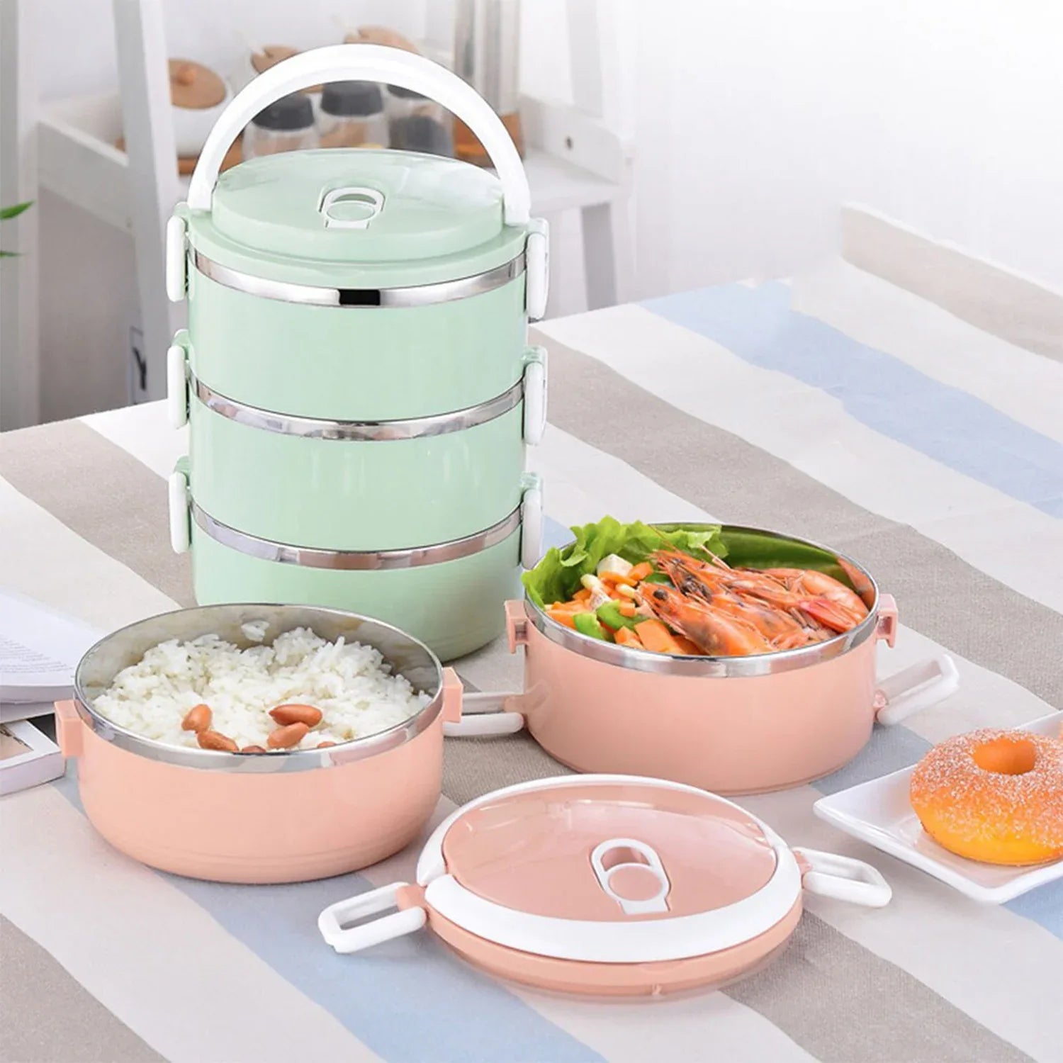 2872 Multi Layer Stainless Steel Hot Lunch Box (3 Layer) - Zidbik